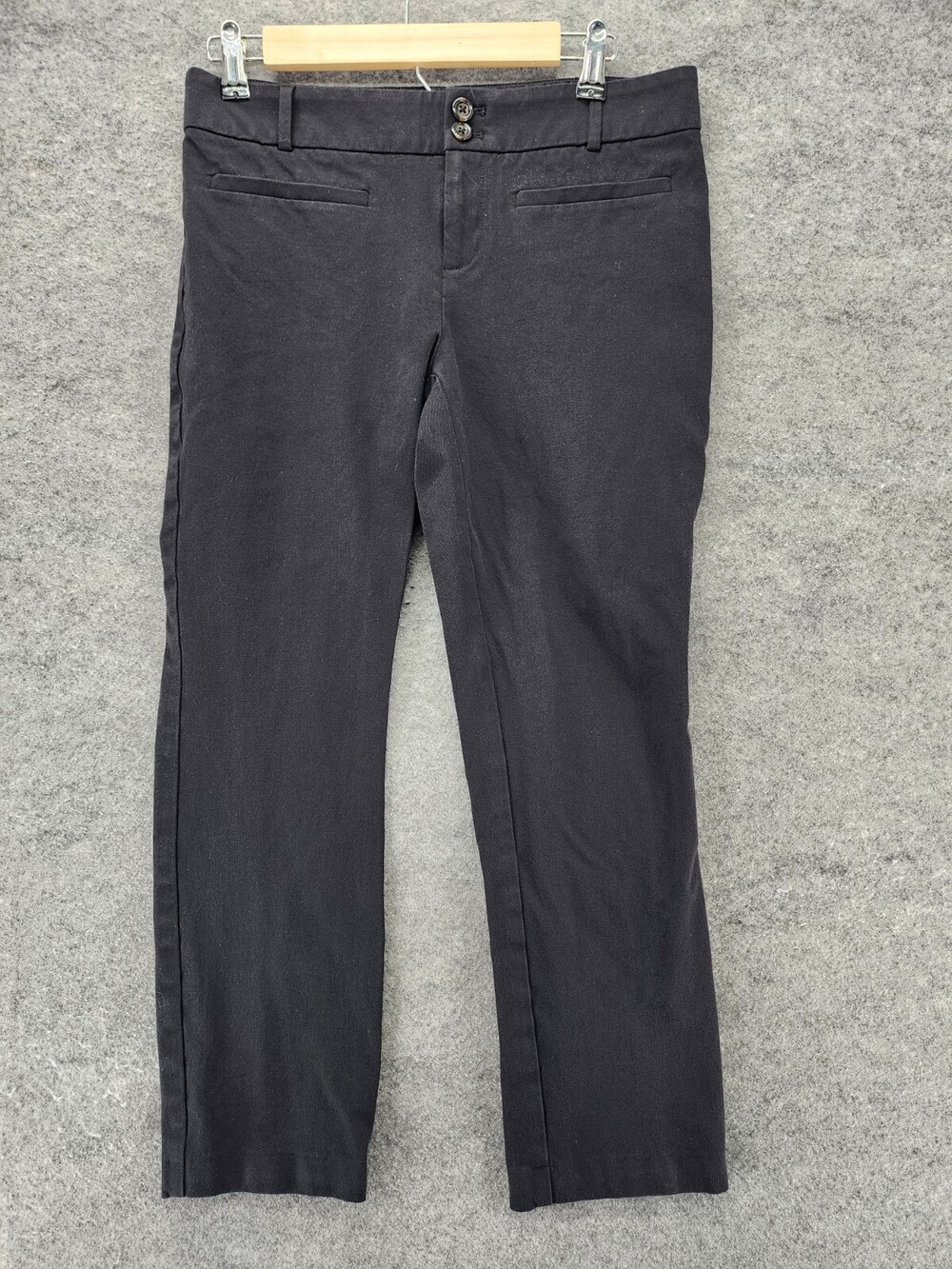 Essential Slim by Anthropologie Pants Womens 6 Flat Front Black Mid Rise